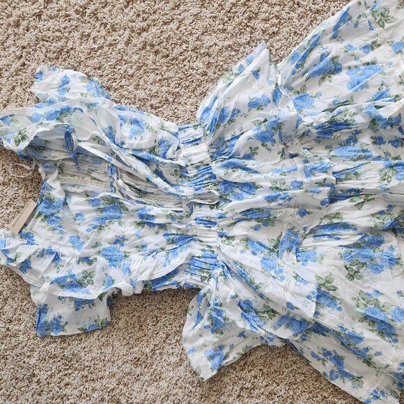 Flirty Blue Floral Minidress NWT Sz S - Picture 2 of 2